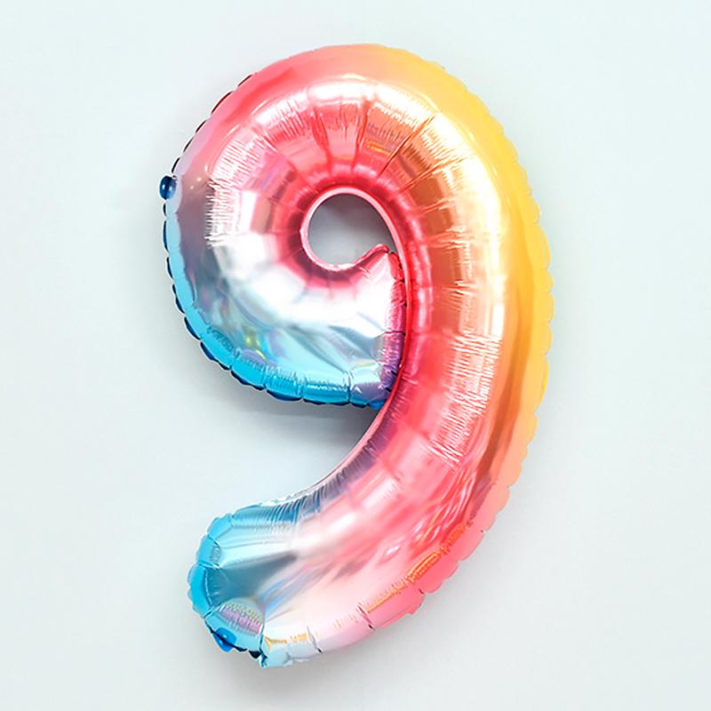 Color Gradient Number Balloon - Aluminum Decorative for Birthdays, Weddings, Festivals