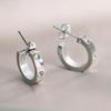 Orecchini Geometrici a U con Strass Moda Europea Americana, Orecchini a Bottone Cuore di Pesca in Acciaio di Titanio Acciaio Inossidabile 4MM