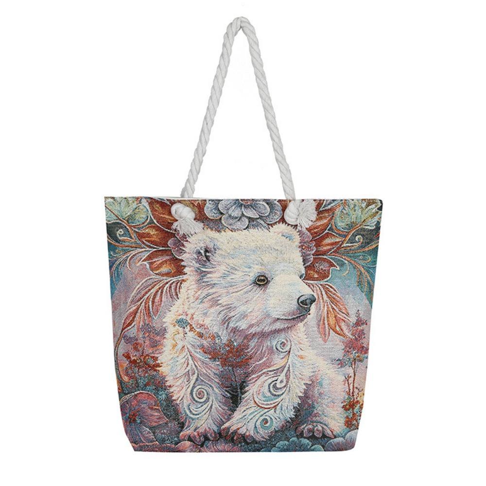 

Модная этническая вышитая сумка-тоут Женская сумка через плечо из пеньковой веревки Льняная вышитая холщовая сумка Большой вместимости Сумка для мамы