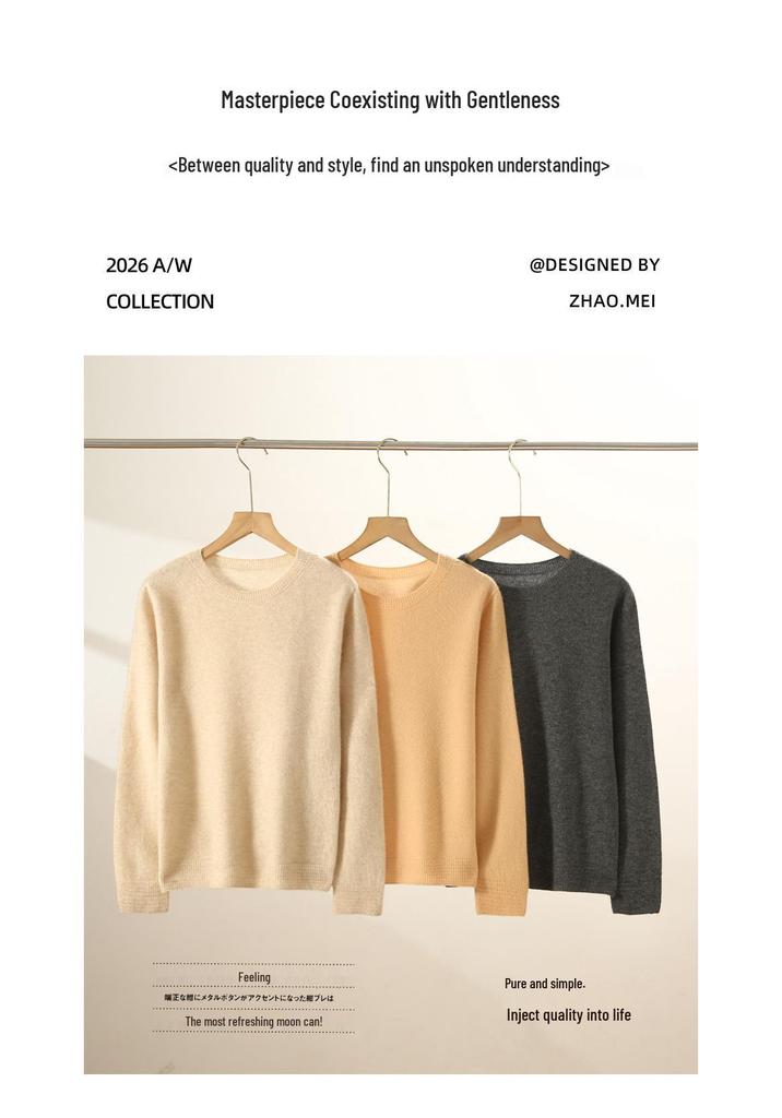 Lekasha Women's 100% Pure Cashmere Saddle Shoulder Round Neck Base Layer Sweater