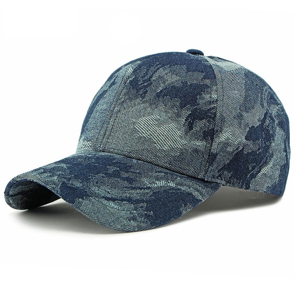

HT4754 Baseball Cap New Spring Autumn Denim Caps for Men Women 6 Panels Cotton Baseball Hat Male Female Adjustable Snapback Cap Adjustable 55-60cm темно-синього кольору