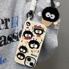 Lanyard Card Holder Mobile Phone Case Black Briquettes for Apple 17PROMAX Small Fresh Ins Cartoon Lanyard Mobile Phone Case