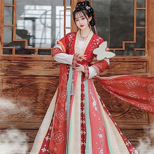 [Hosaku Co., Ltd.] Women's Ancient Chinese Tang Dynasty Hanfu Costume, Cosplay, Photoshoot Costume, Classic Beauty Outfit, Halloween, Stage Performanc