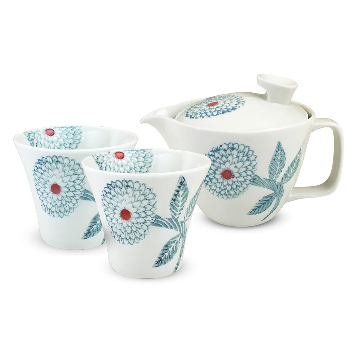 

Kunzan Kiln Teapot 240ml Pair of Teacups Hasami Made in Includes Tea Dahlia Blue J-kitchens & Set, Ware, Japan, 1-2 Person, Strainer,