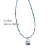 Unique Beach Style Beaded Necklace Blue Shell Pendant Detail Clavicle Chain Adjustable Length Neckchain