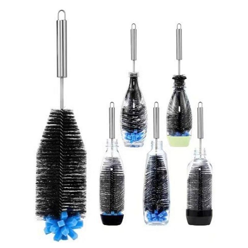 Stainless Steel Long Handle Cleaning Brush For Bottles Vases Teapots Corrosions Resistant Soft Bristles Home Essential