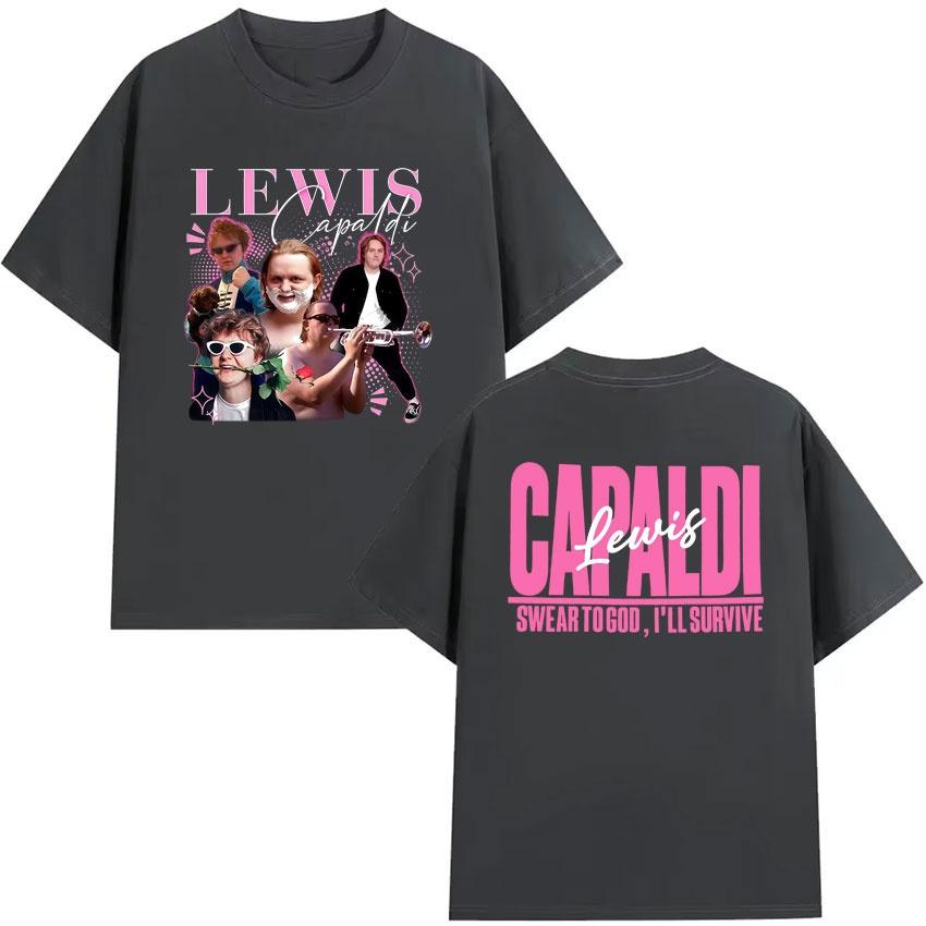 

2026 Fashionable singer Lewis CCapaldi World Tour Unisexs Tshirt Gothic style loosefitting casual streetwear top Women t shirt S