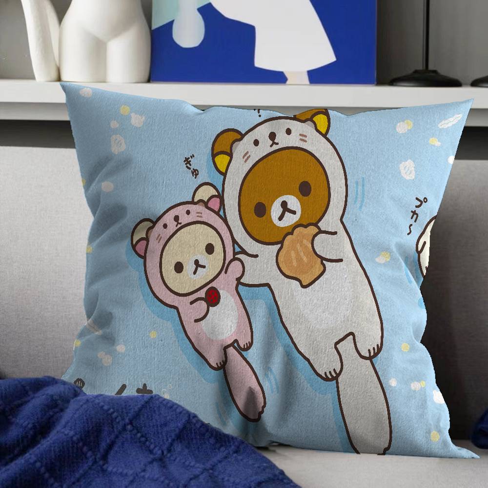 RRilakkuma Cartoon Anime Pillow Covers Cartoon Sofa Decorative Home Doublesided Printing Short Plush Cute Cushion Cover