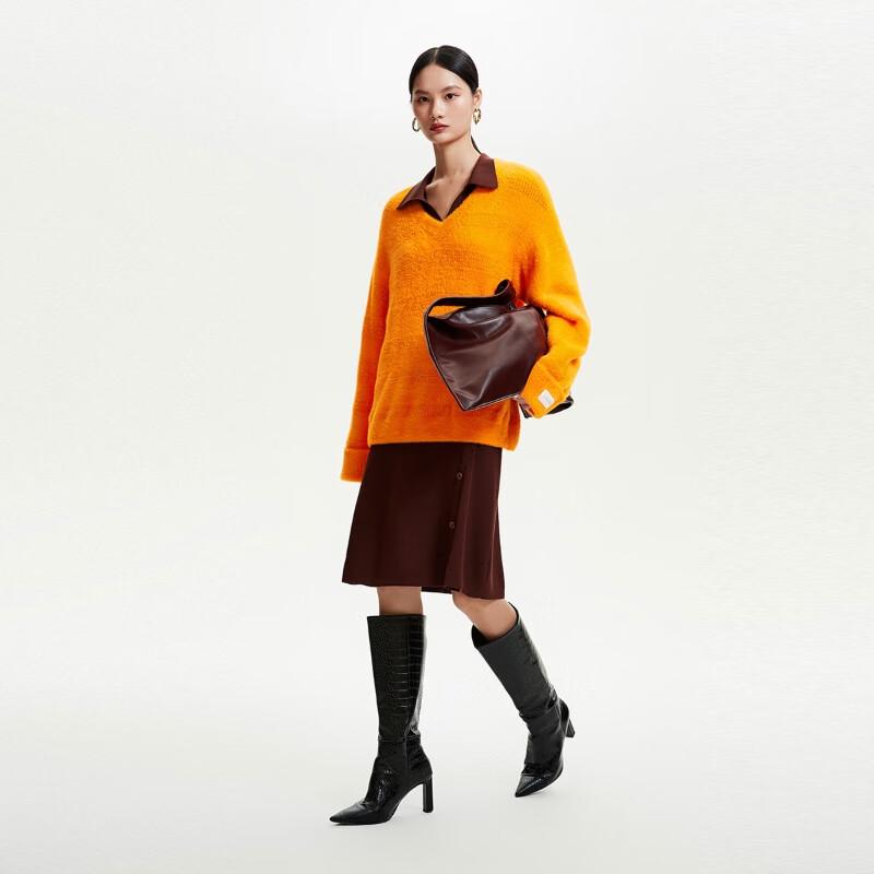 VEROMODA Women's Stylish Loose V-Neck Knit Sweater