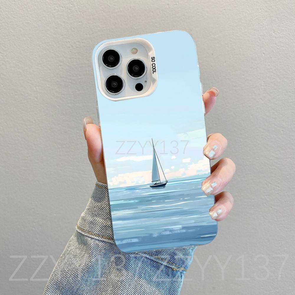 

Sailing Ship Boat Phone Case For iPhone 16,15,14,13,12,11,8,7,Pro,Max,Plus,Mini,XS,SE White Candy Matte Shockproof Cover iPhone15promax