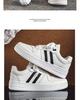 Men's Autumn Leather Breathable Casual Sneakers - Trendy All-Match White Shoes for Teenagers and Students
