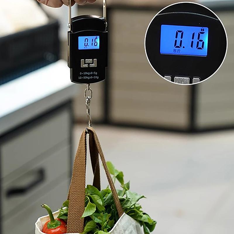 1Pc Black 50Kg Portable Electronic Portable Luggage Scale Lcd Digital Display Screen Express Delivery Scale Hook Mini Scale