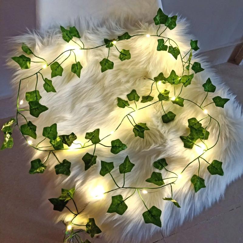 2M/4M Fairy Lights ivy String LED Solar Light Vine Maple Leaf Waterproof Garland Solar Lamp Christmas for Garden Decoration