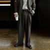 High-end Light Luxury Trousers Men's Spring and Autumn Commuting Versatile Retro Pleated Loose Straight Casual Wide-leg Trousers