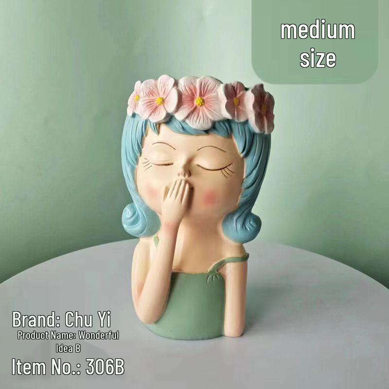 Nordic Style Resin Fairy Flower Pot - Cute Cartoon Succulent Desktop Ornament.