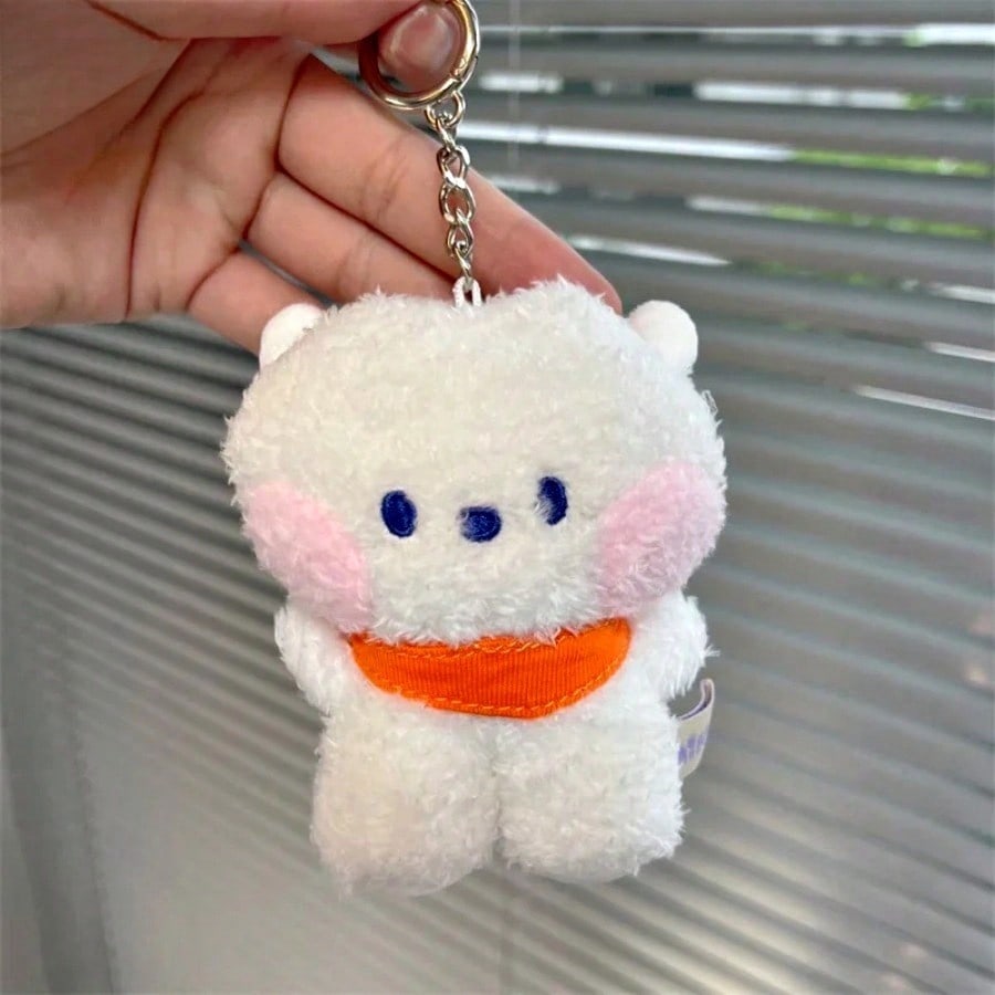 LINE FRIENDS BT21 Anime Kpop und Cartoon-Thema 8cm Mini-Tier COOKY RJ TATA Plüsch Schöner Schlüsselanhänger und Rucksackanhänger