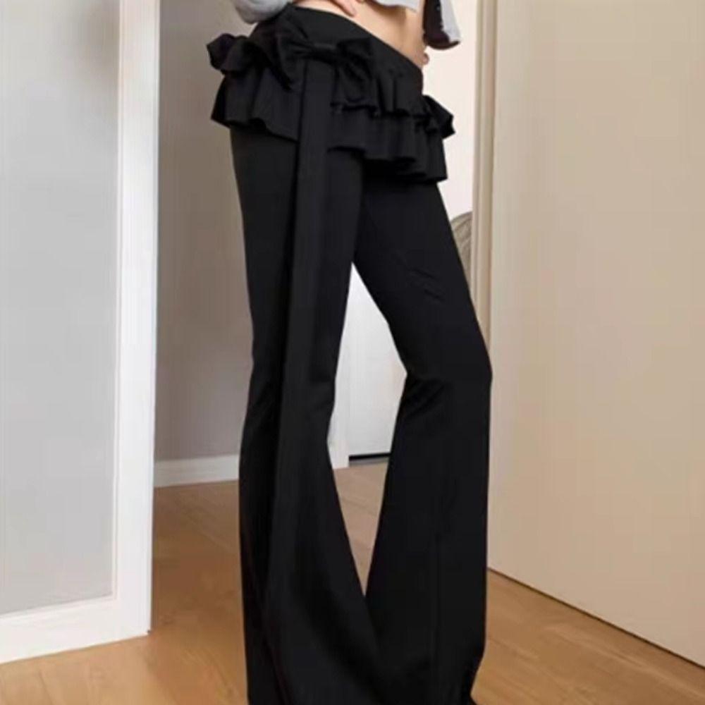 Y2k Apron Skirt Flared Pants Low Waist Bell-bottom Trousers Fashion Casual Pants for Women  Ladies
