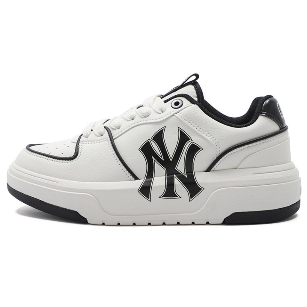 MLB Chunky Liner PU Abrasion Resistant Height Increasing Low top Skateboard Shoes Unisex Black White Gray 3ASXCA12N-50WHS(Team16-)