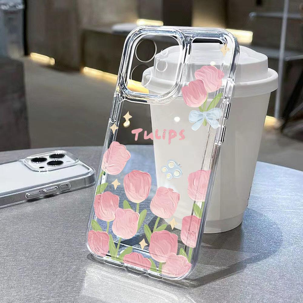 Applicable To iPhone17 Premium Sense Tulip Space Phone Case 16pro Fine Hole X Apple 14 All-inclusive 15 Anti-drop