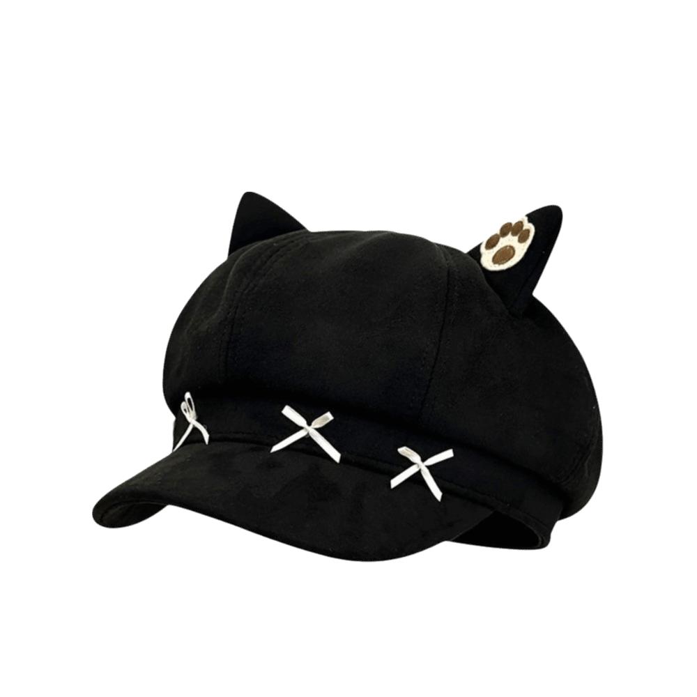 Cat Ear Winter Hat Warm Octagonal Hat Cute Beret Cap Women