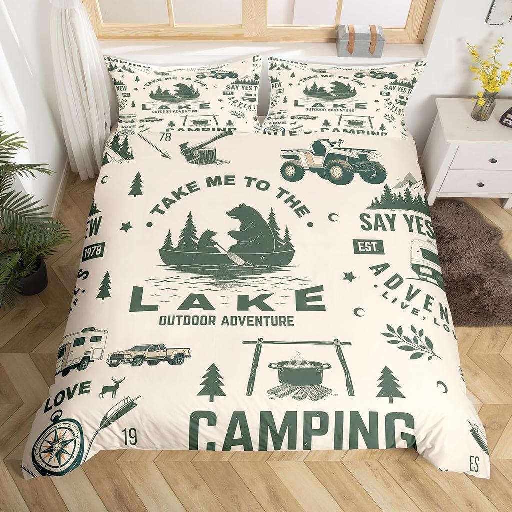 Copripiumino Avventura Copripiumino Leggero con 2 Federe Ispirazione Avventura Montagna Oceano Set Biancheria da Letto Senza Piumino