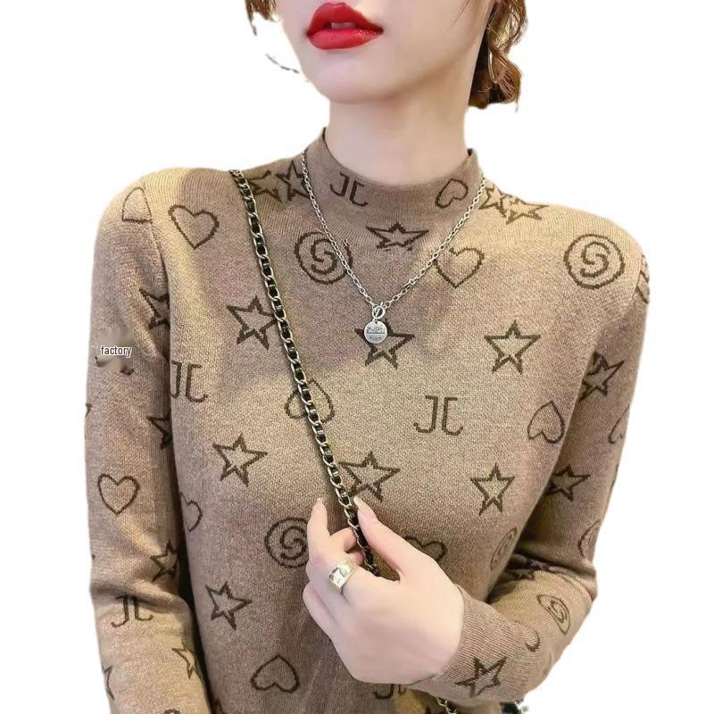 Women's Cashmere Half High Neck T-shirt - 2023 Winter Fleece-lined Warm Slimming Base Layer