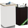 Bamboo & Oxford Cloth Bottle Recycling Bin - 100L Large Capacity Storage Basket