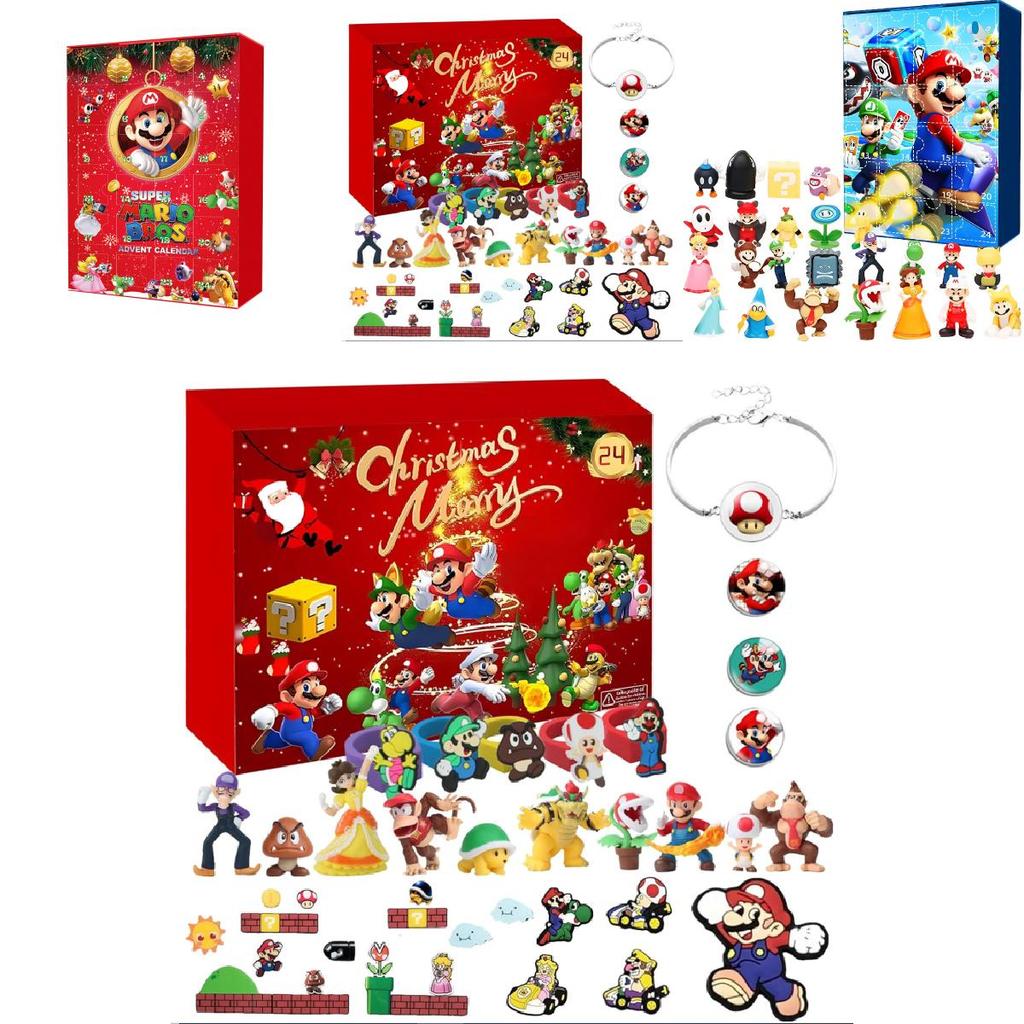 Decorazione Natalizia in Resina di Super Mario con Espositore a 24 Scomparti per Casa, Giardino, Eventi