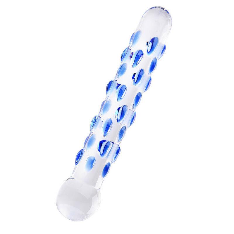Männlich und weiblich mit Glaskristalldildo, hinterer Analplug, Stimulation durch beheiztes Masturbations-Alternativspielzeug