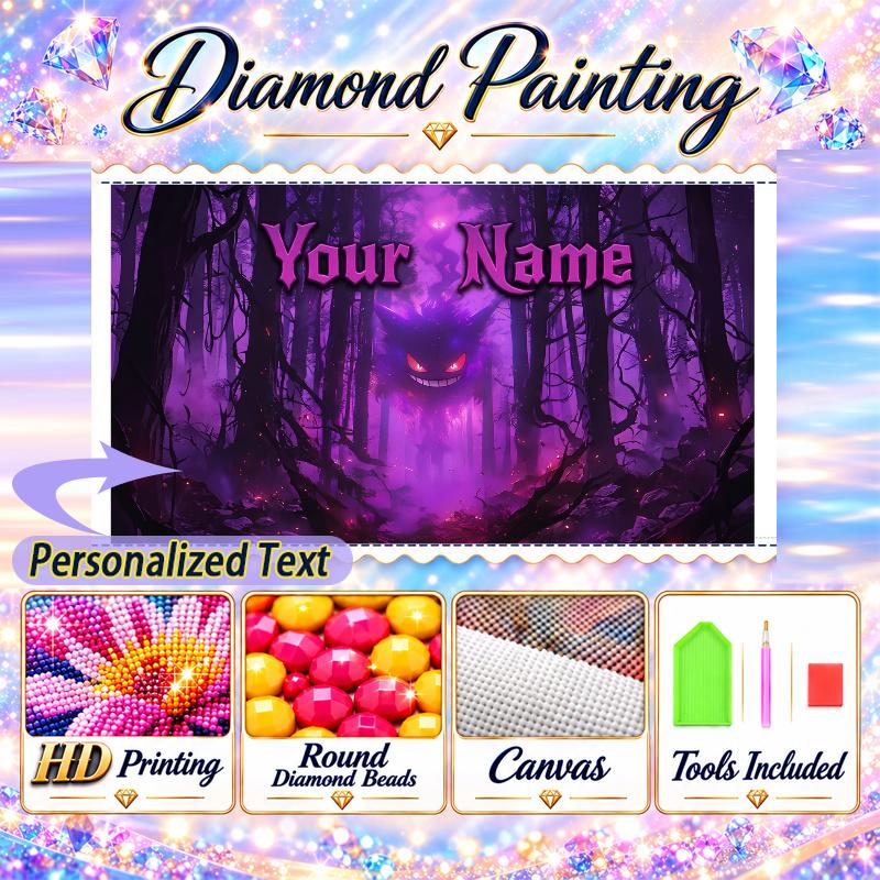 Personalized Gengar Diamond Art Custom Name 5D Diamond Painting Full Drill DIY Craft