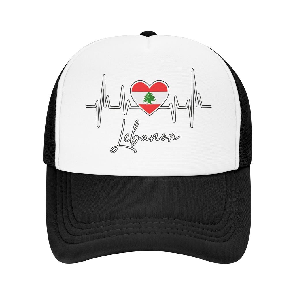 My Heart Beats For Lebanon Sun Hats Classic UnisexTeens Mesh Trucker Hat Breathable Print Outdoor Sport Baseball Caps