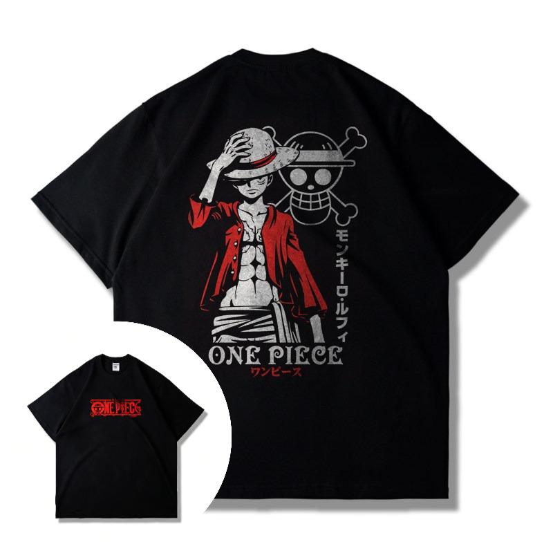 Japanese Anime Cartoon One Piece Themed Crew Leader Luffy Shortsleeved Tshirt for Men and Women Suitable for Summer