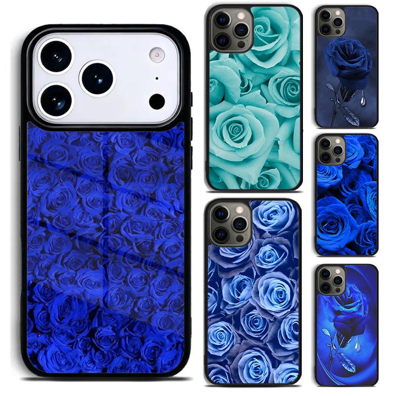 Blue Rose Flower Phone Case For iPhone 17 16 15 14 13 12 11 Pro Max Plus 17Air Soft Silicone Cover