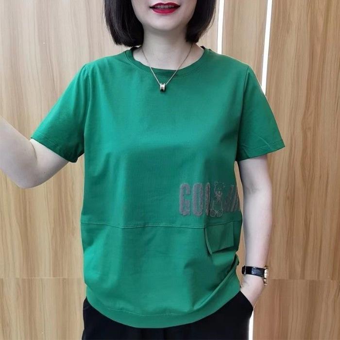 Short-sleeved T-shirt for Women's New Summer Loose and Slim Shirt for Middle-aged Mothers Fashionable Summer Top
