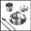 304 Stainless Steel Double-Layer Rice Bowl with Lid - Children's Anti-Scald Insulated Soup & Kimchi Dish, Korean Tableware.