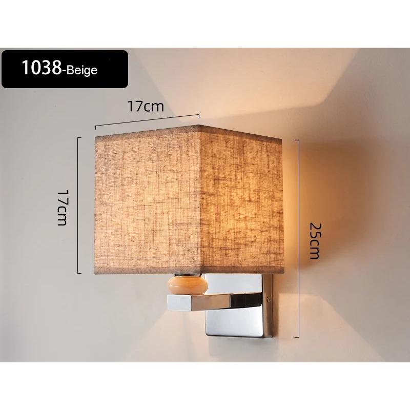 Bedroom Wall Lamp with Fabric Lampshade Modern Reading Light Metal 6W LED Wall Light for Living Room Bedside Home Decor