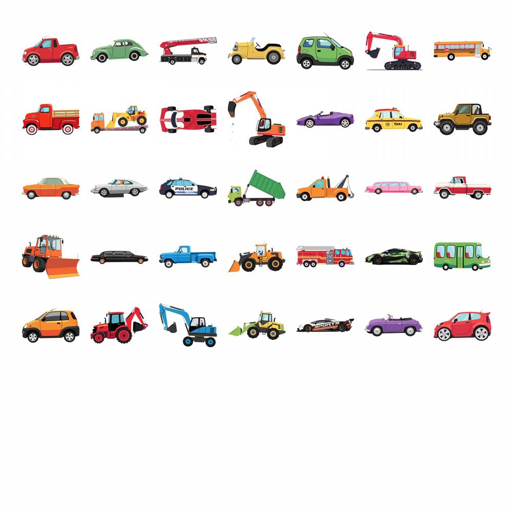 35pcs Cartoon Transportation Stickers Cute Vehicles Car Stickers Sticker Pack For Guitar DIY Skateboard Laptop Luggage Decor