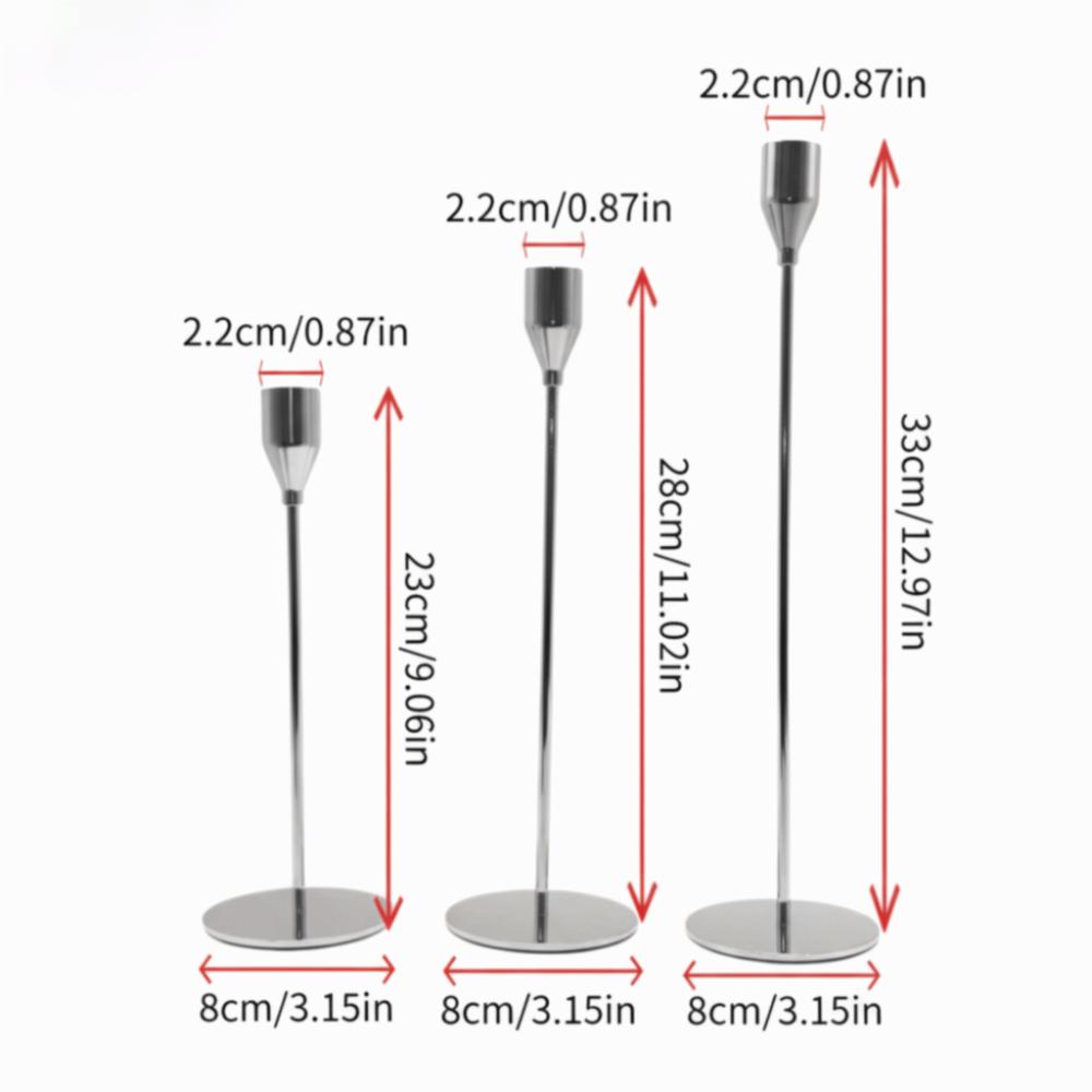 3Pcs/Set Metal Candle Holders Vintage Easy To Use Taper Candle Holders Elegant Metal Candle Stand Wedding Decor