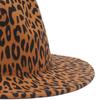 Tibetan Top Hat Men'S And Women'S Double-Sided Color Matching Leopard Print Woolen Flat-Brimmed Big Eaves Hat Felt Hat Jazz Top Hat