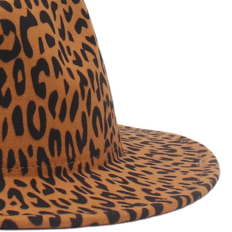 Tibetan Top Hat Men'S And Women'S Double-Sided Color Matching Leopard Print Woolen Flat-Brimmed Big Eaves Hat Felt Hat Jazz Top Hat