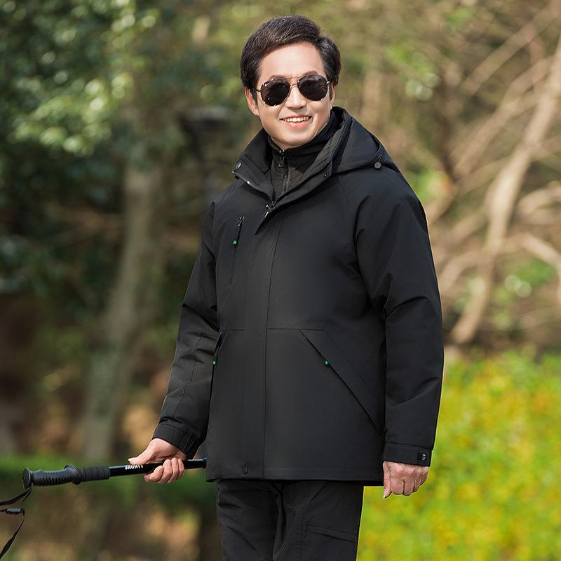 Men s Winter Hooded Jacket with Detachable Liner - Plus Size Dad s Wear 185 (135-150 lbs)