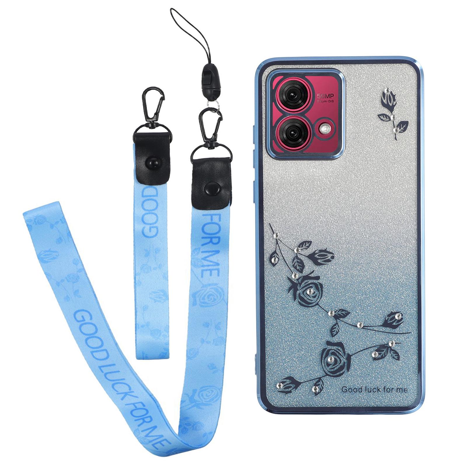 

KADEM Чехол для Motorola Moto G84 5G с цветочным узором, градиентная TPU накладка для телефона со шнурками Blue