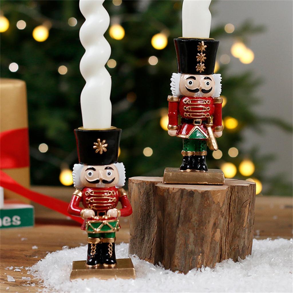 Christmas Decorations Ins/ Style European Nutcracker Resin Candlestick Home Holiday Gift Ornaments