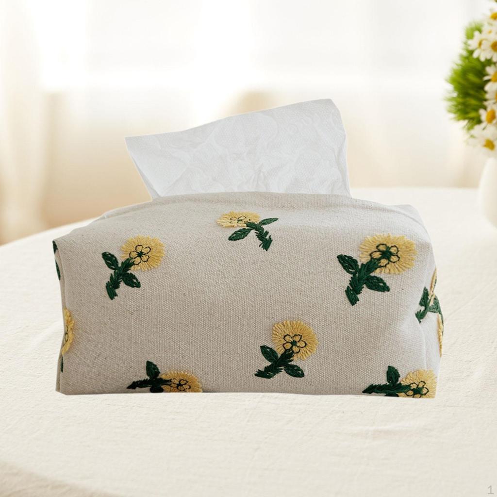 Tissue Box Cover Storage Organizer Linen Cloth Case Holder for