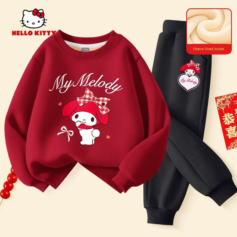 Hellokitty Girls' Winter Clothing Set 2025 New Fashionable and Stylish Children's Clothes for New Year Celebrations and New Year Greetings