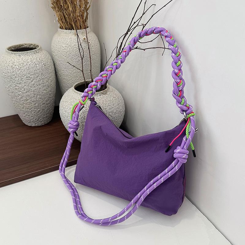 Macar Color Woven Strap Lightweight Shoulder Bag Korean Style Fashiable and Versatile Crossbody Bags for Women Commuting Bag
