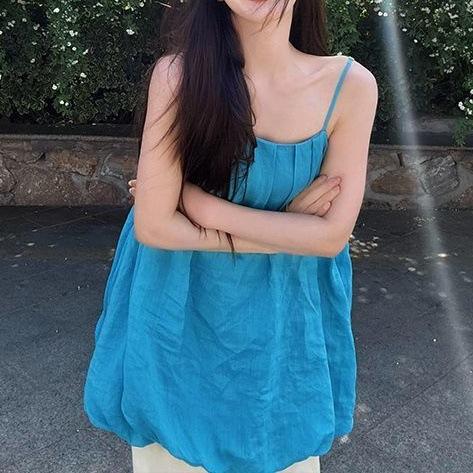 Fashion Versatile Suspender Doll Skirt Top Women s Summer 2026 New Vacation Style Sweet Sleeveless Top S