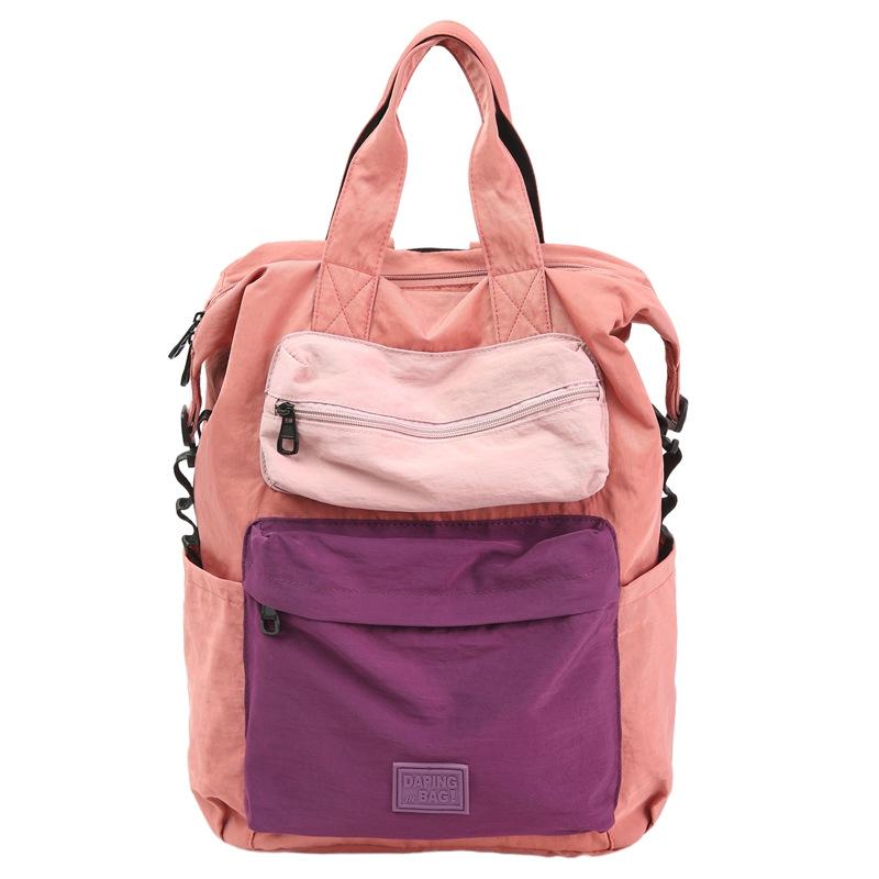 Schoolbag New Retro Schoolbag Female College Student Contrasting Color Backpack Large Capacity Lightweight Outdoor Sports Travel Mountaineering