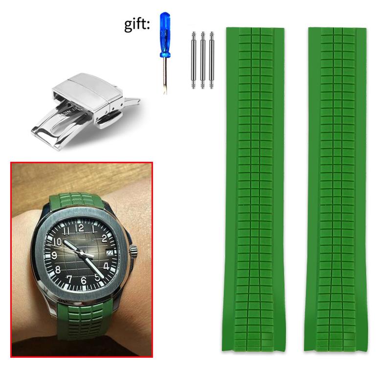 21mm Soft Rubber Watch Band Aquanaut For Patek Philippe Silicone 5164A 5167A 5168A Folding Buckle High Quality Watch Strap