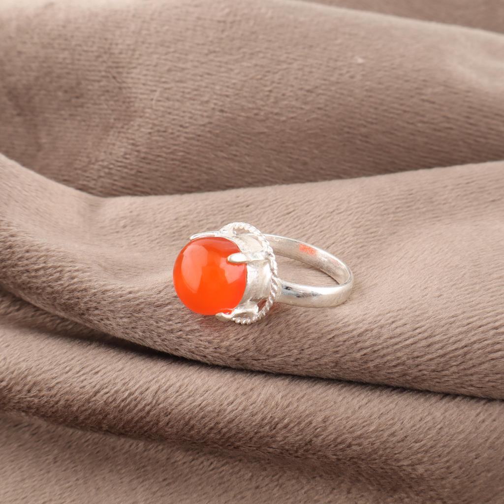 Cudowna biżuteria z karneolu, pierścionek ze srebra próby 925, ręcznie robiony piękny srebrny pierścionek na prezent ślubny